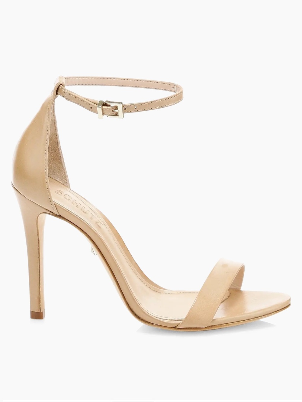 Schutz Cadey-Lee Leather Ankle-Strap Sandals in Cream